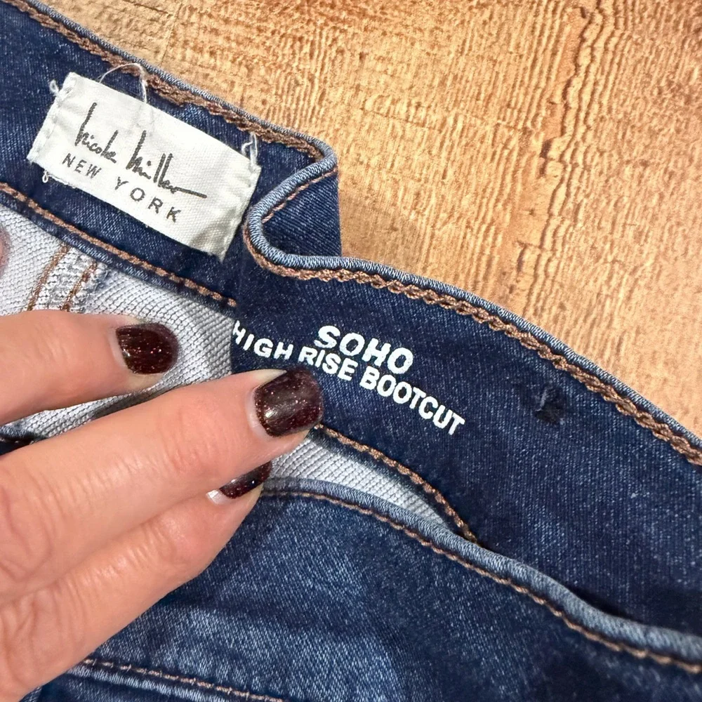 Nicole Miller Soho High Rise Dark Blue Bootcut Flare  Jeans Size 14 - Picture 3 of 5